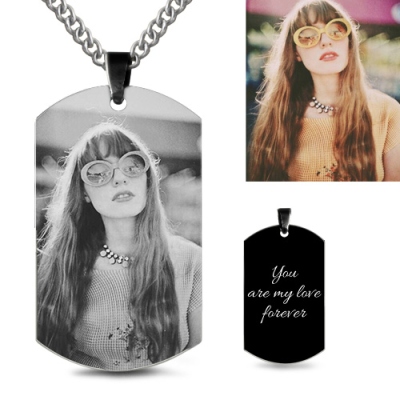 Titanium Steel Black Photo Dog Tag Engravable